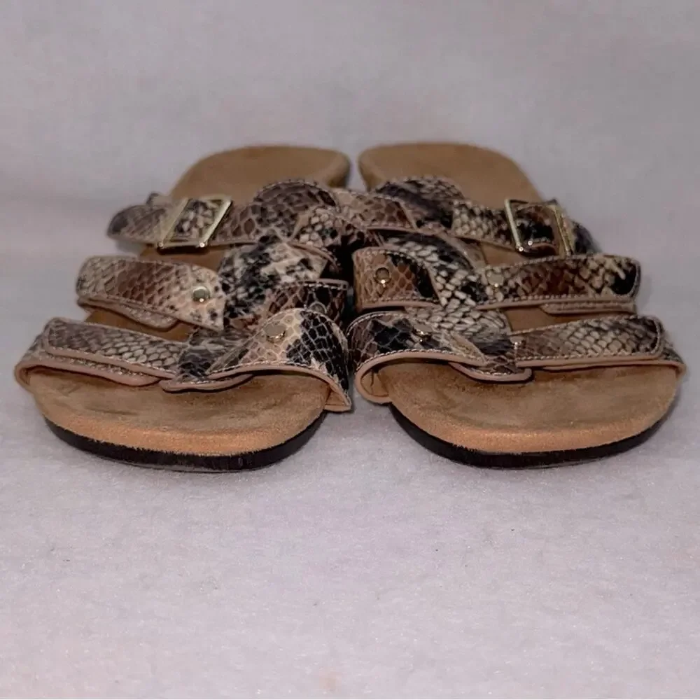 Women’s Vionic Radia Leather Adjustable Sandals Arch Support Snake Print size 8